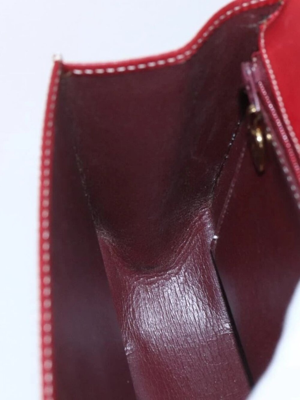 Christian Dior Hand Bag Leather 2way Red Gold Auth 159290 - Picture 13 of 16